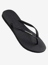 Slim Metallic Logo Flip Flops Womens