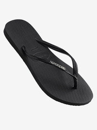 Slim Metallic Logo Flip Flops Womens